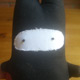 Black Ninja Bunny plushy, closeup